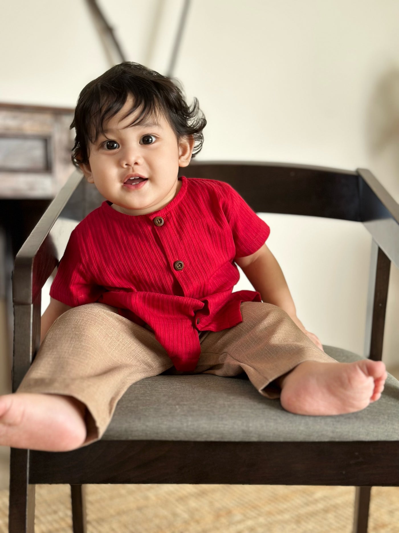 UMAR Unisex Baby’s Kurta in Carmine Red