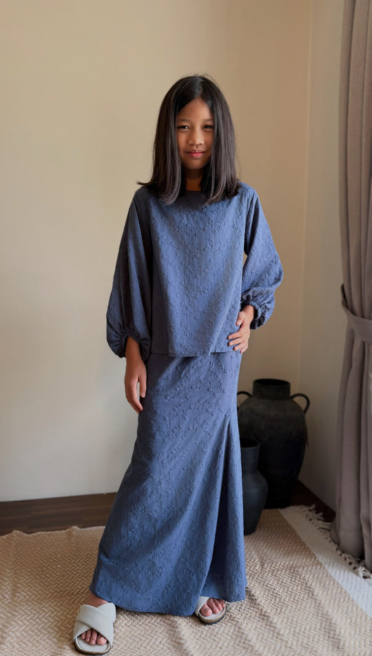 HANA Modern Kurung Set in Ash Blue