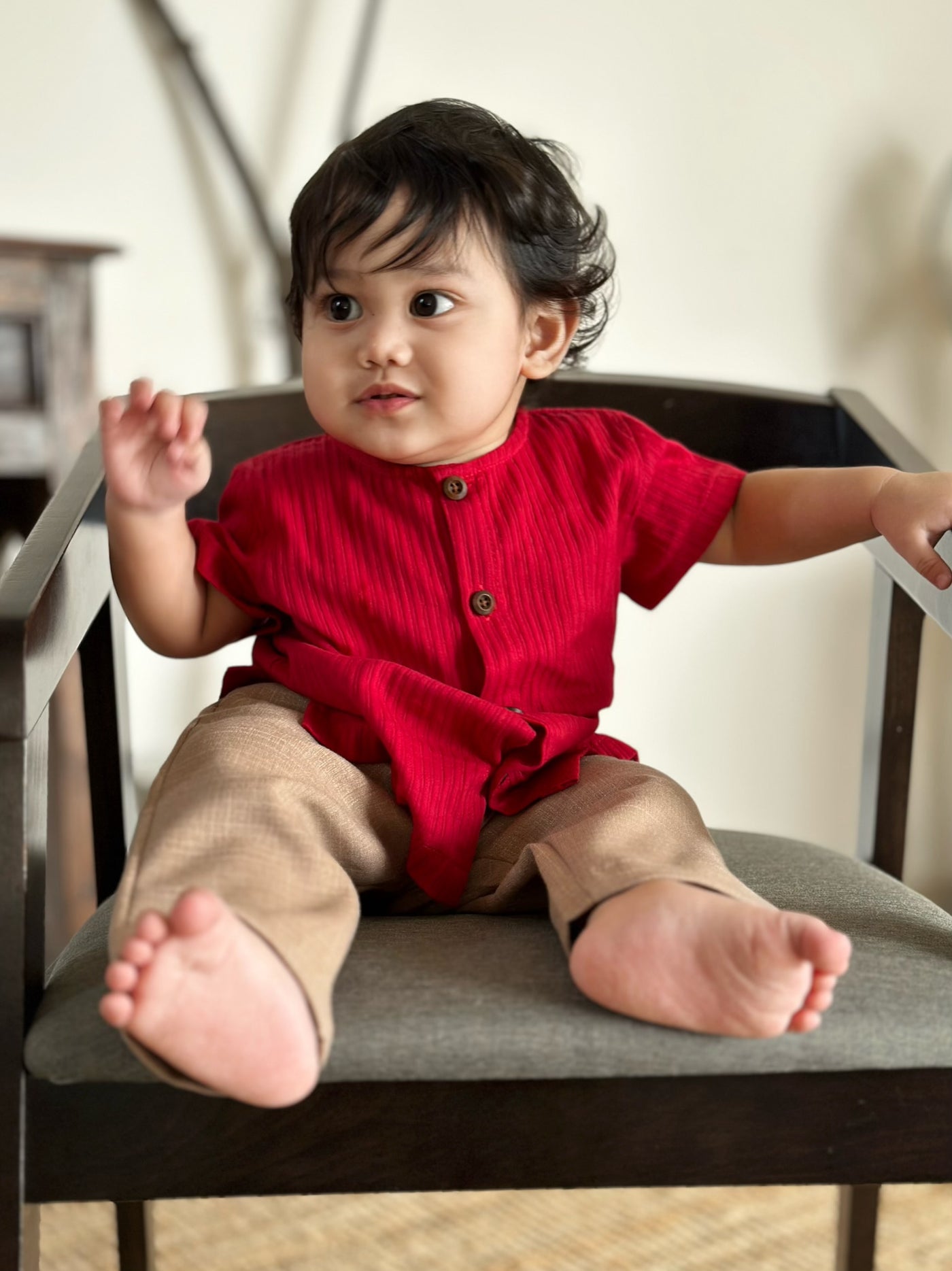 UMAR Unisex Baby’s Kurta in Carmine Red