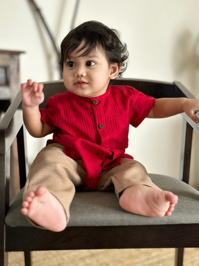 UMAR Unisex Baby’s Kurta in Carmine Red