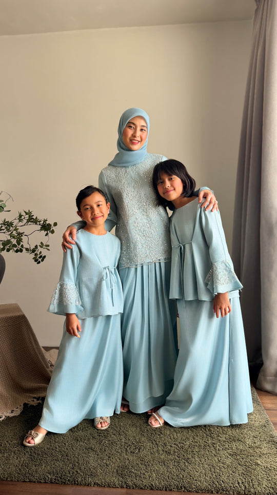MEKAR Modern Kurung Set in Gilded Ice Blue