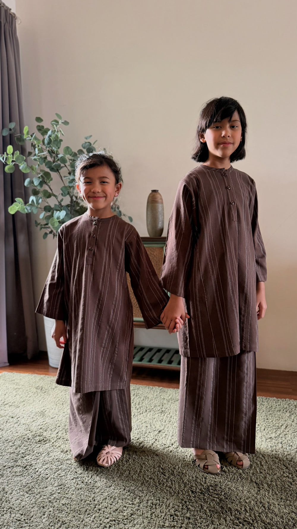 DELIMA Riau Kurung Set in Brown Stripes