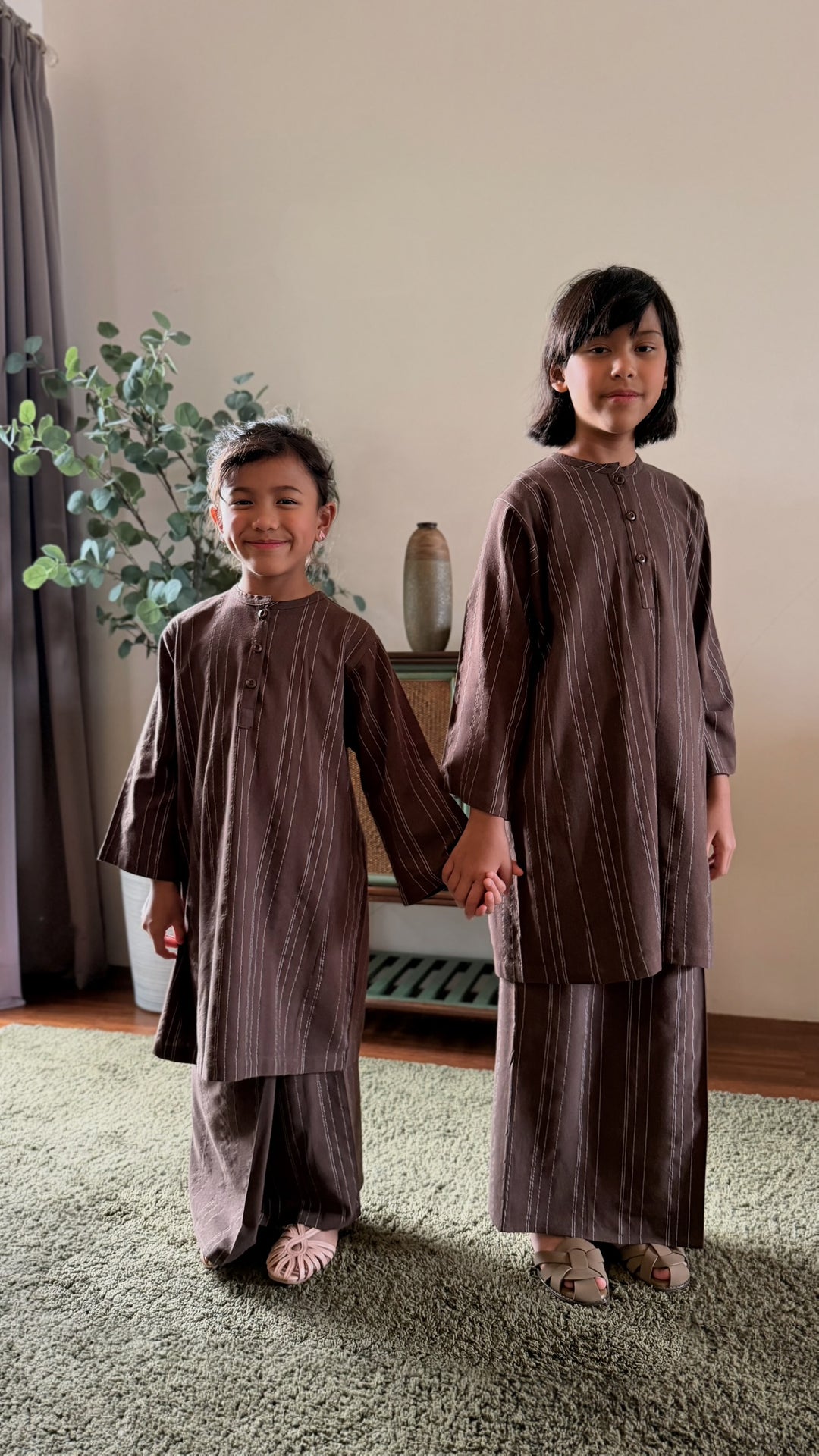 DELIMA Riau Kurung Set in Brown Stripes