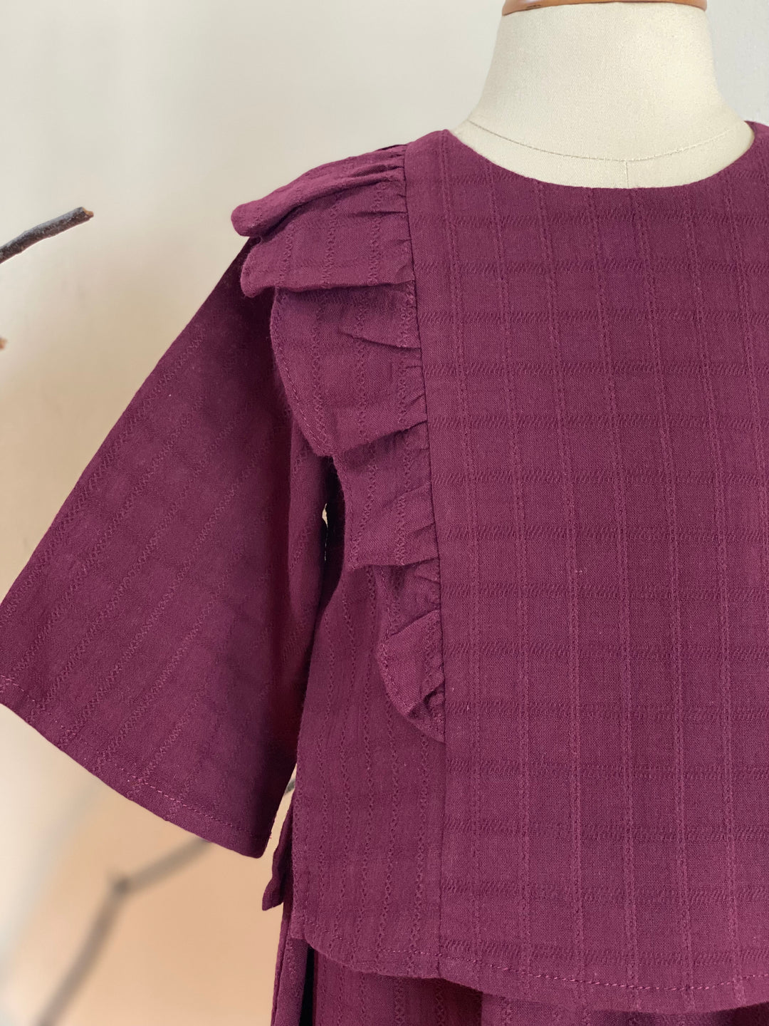 RIANG Baby’s Frill Blouse & Skirt Set in Tyrian