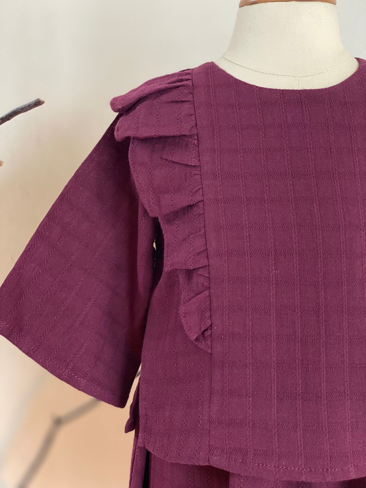 RIANG Baby’s Frill Blouse & Skirt Set in Tyrian