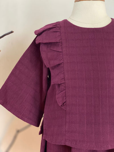 RIANG Baby’s Frill Blouse & Skirt Set in Tyrian