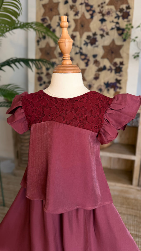 MANIS Baby's Modern Mini Kurung Set in Rosewood