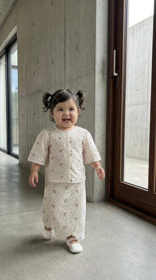 MELUR Baby’s Kebaya Set in Merlot Ditsy