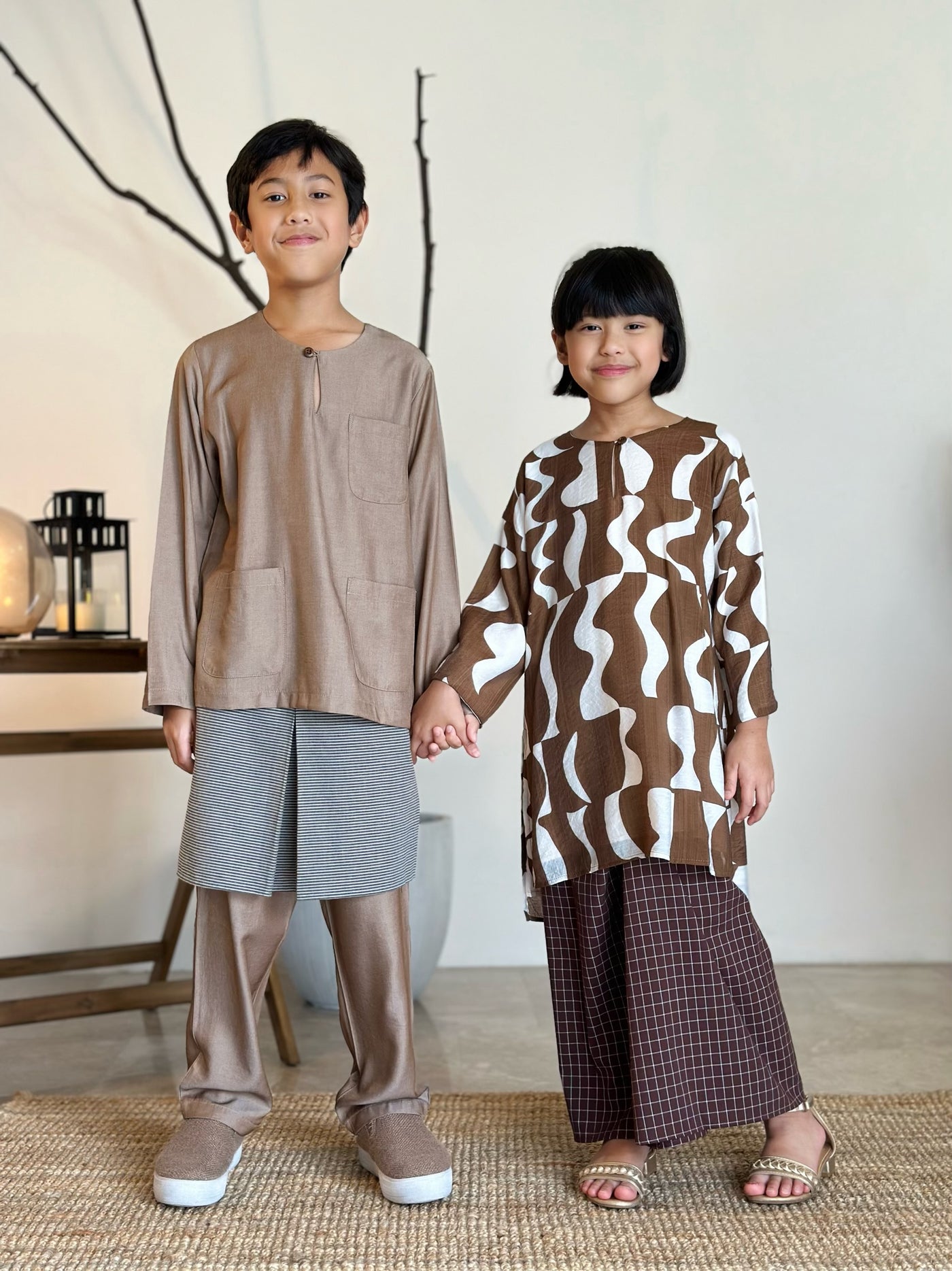NUH Teluk Belanga Baju Melayu Set in Taupe