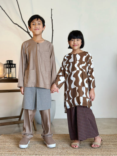 NUH Teluk Belanga Baju Melayu Set in Taupe