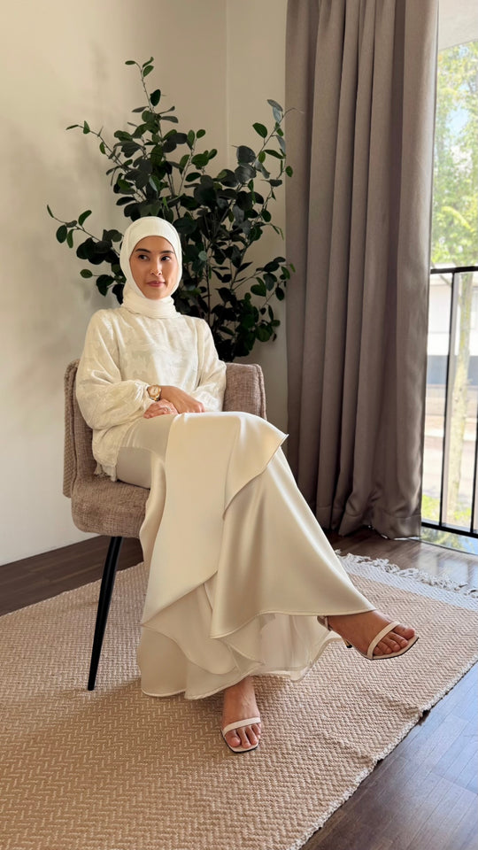 MAYA Modern Kurung Set in Silky Ivory