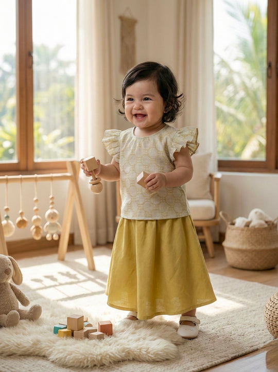 MANIS Baby's Modern Mini Kurung Set in Daffodil