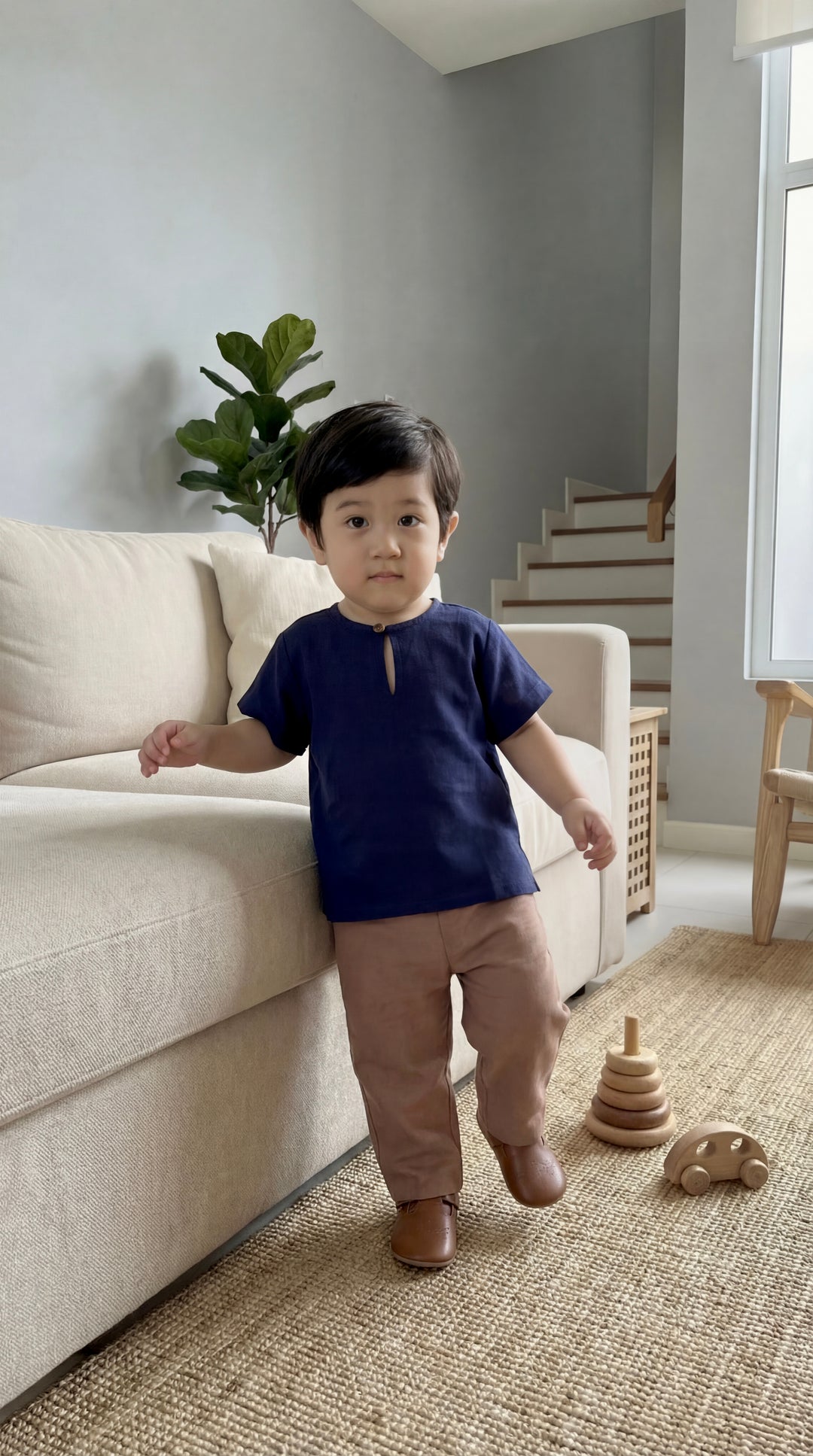 MUDA Baby's Teluk Belanga Kurta in Midnight Blue