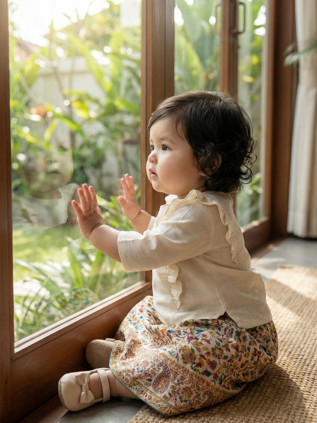 RIANG Frill Blouse & Skirt Set in Vanilla Blossom