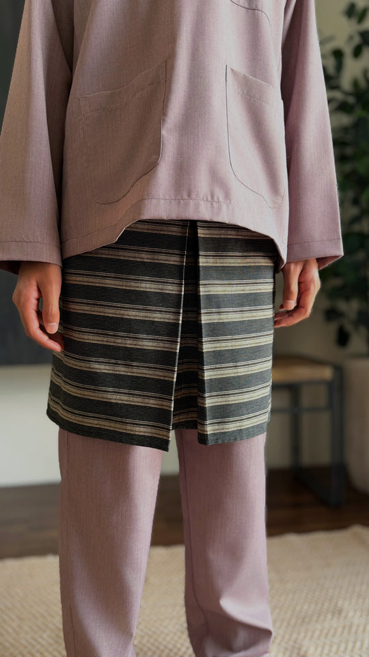 AYUB Instant Pelikat Style Samping in Espresso Stripes