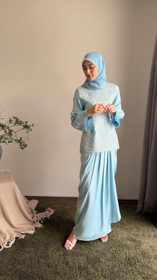 KEMBOJA Modern Kurung Set in Gilded Ice Blue