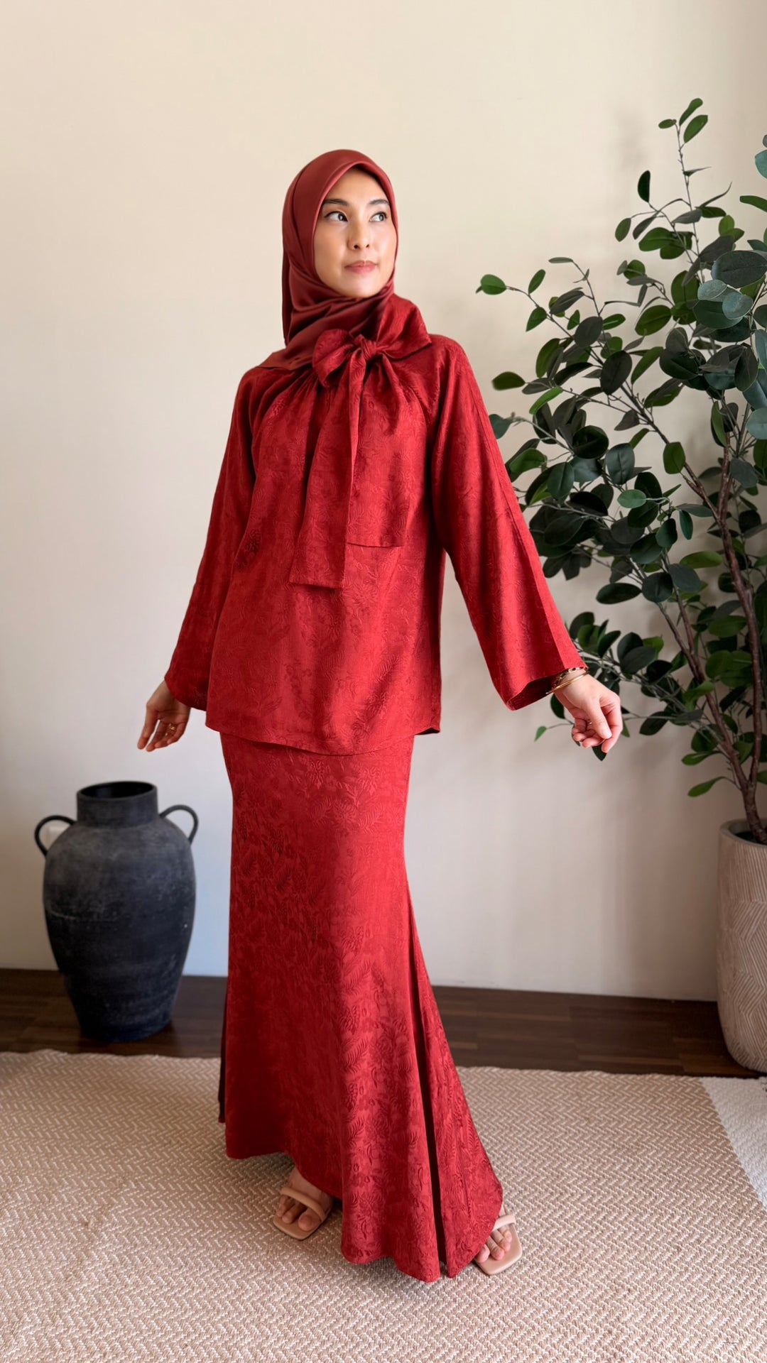 JAMILA Bow-tie Blouse & Skirt Set in Saffron