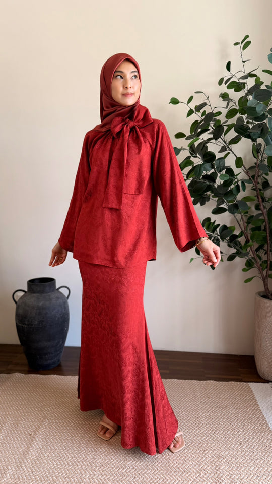 JAMILA Bow-tie Blouse & Skirt Set in Saffron