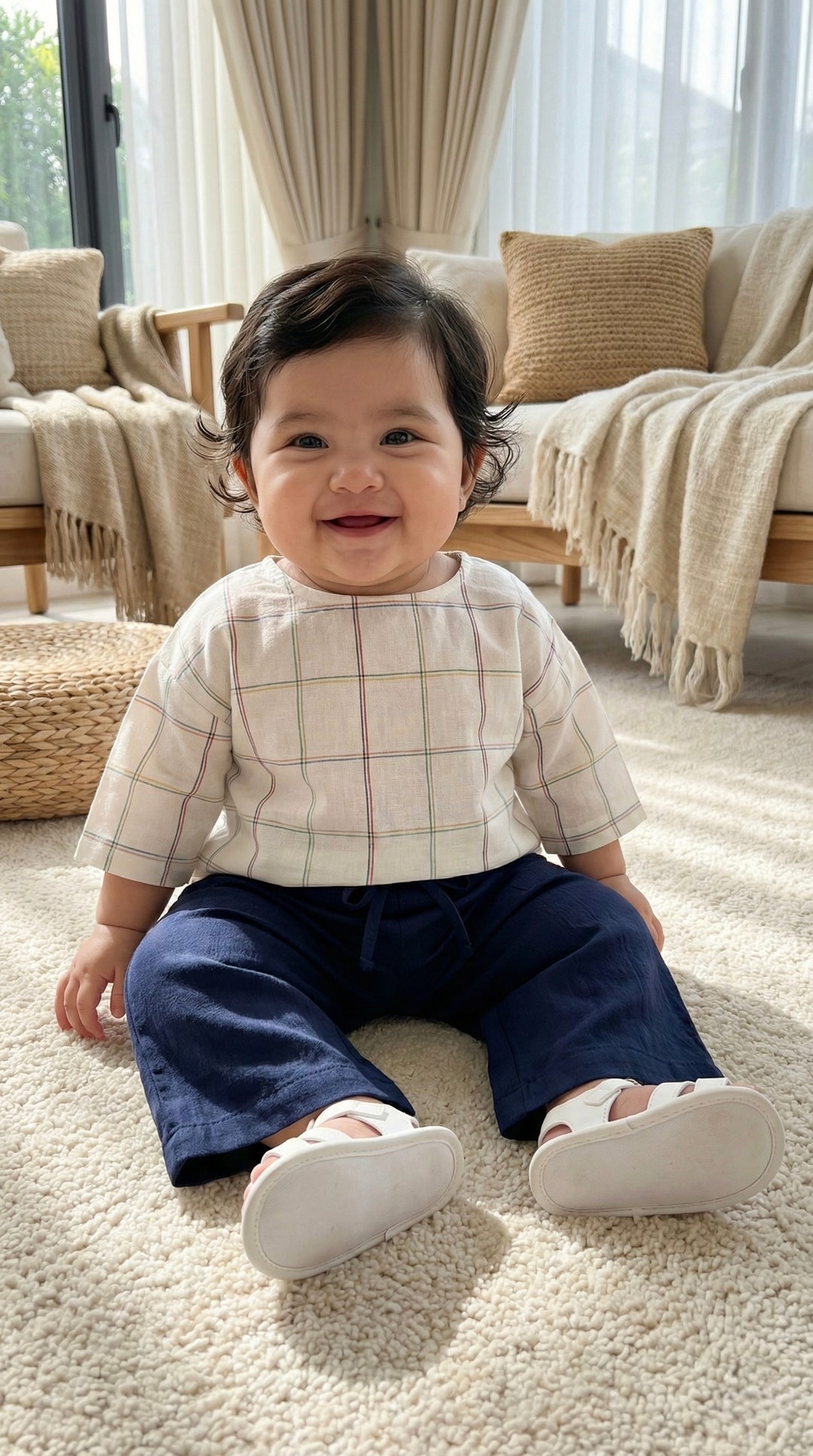 KENANGA Blouse & Pants Set in Pastel Grid