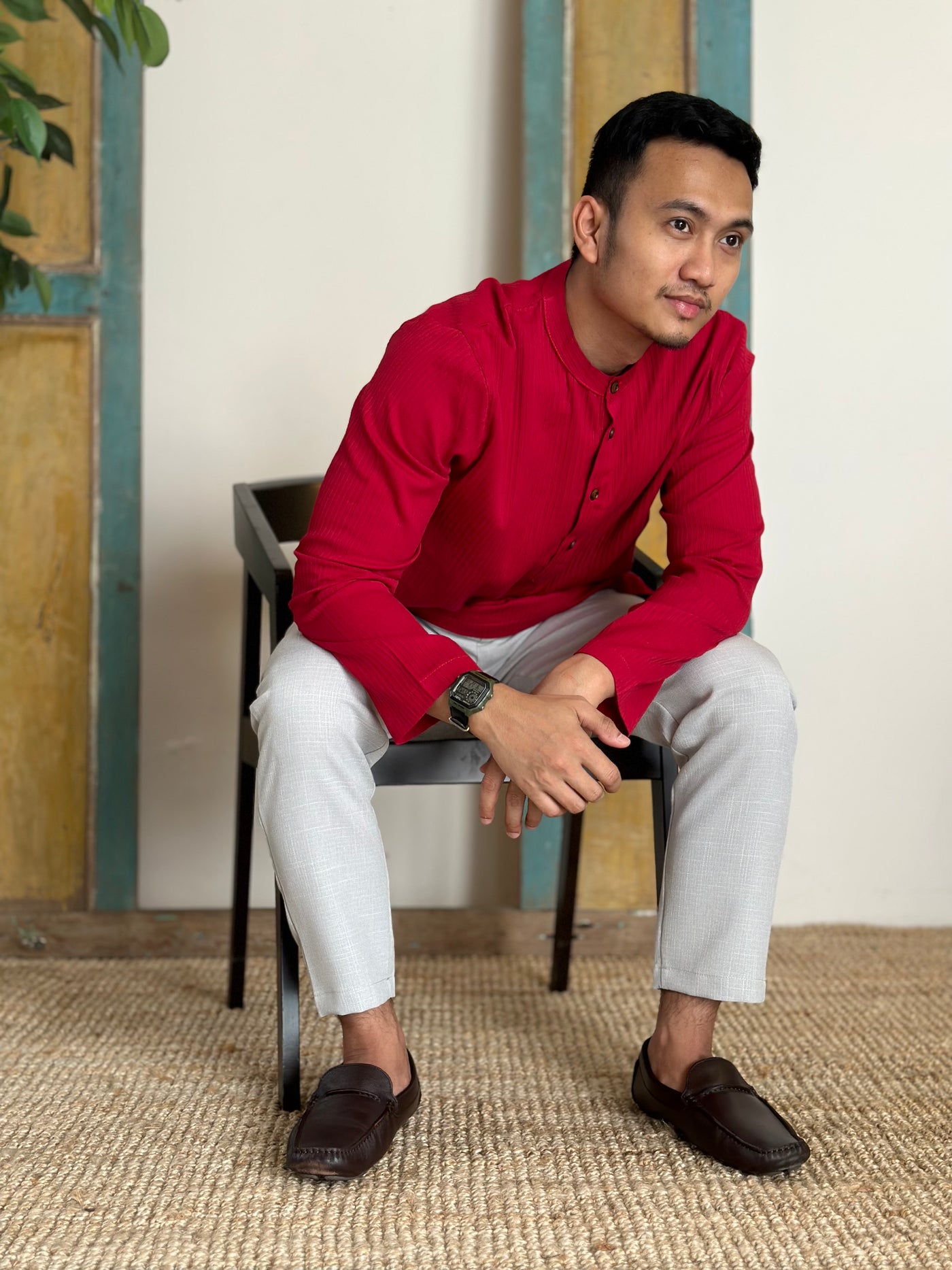 AHMAD Kurta in Carmine Red