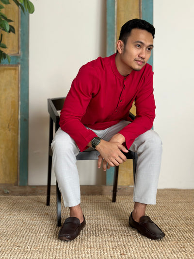 AHMAD Kurta in Carmine Red