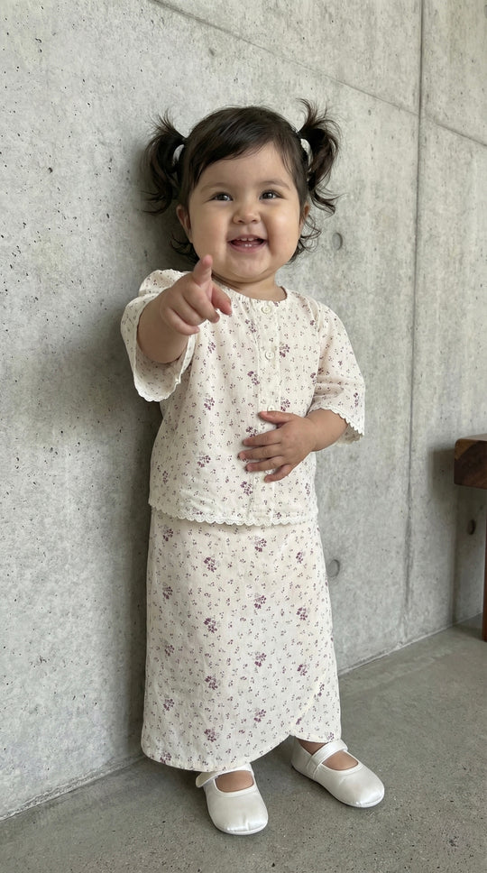 MELUR Baby’s Kebaya Set in Merlot Ditsy