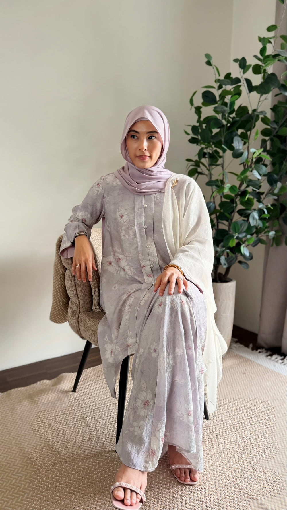 RATU Long Kebaya Set in Misty Thistle