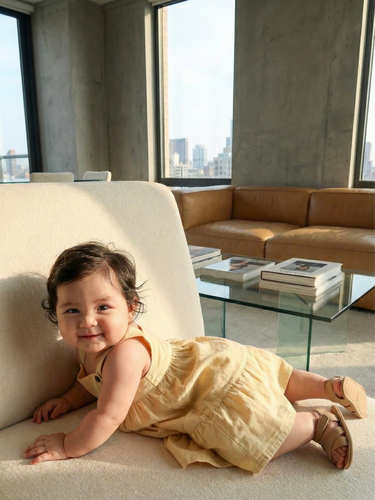 SUMMER Overall Flounce Dress in Parmesan