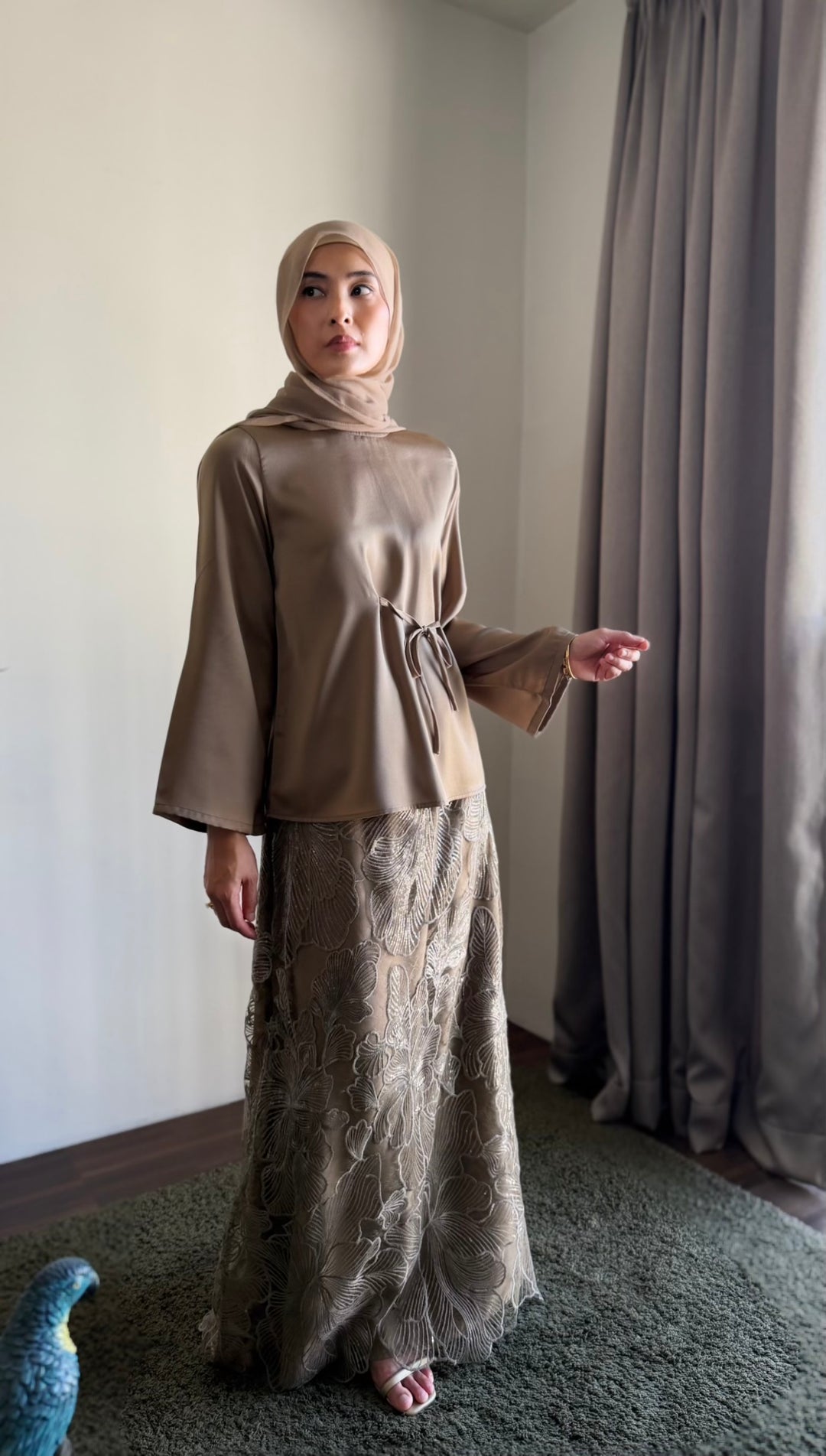 MONA Blouse & Skirt Set in Gilded Taupe