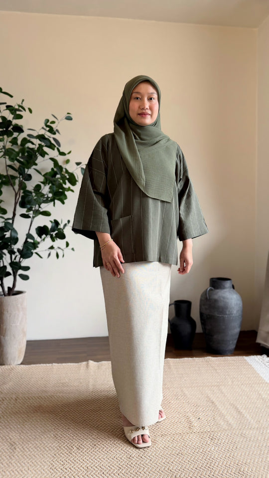 MAIMUNAH Kurung Kedah Set in Olive