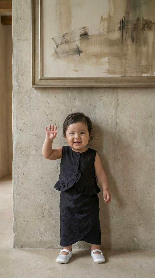 AYRA Baby’s Blouse & Skirt Set in Charcoal