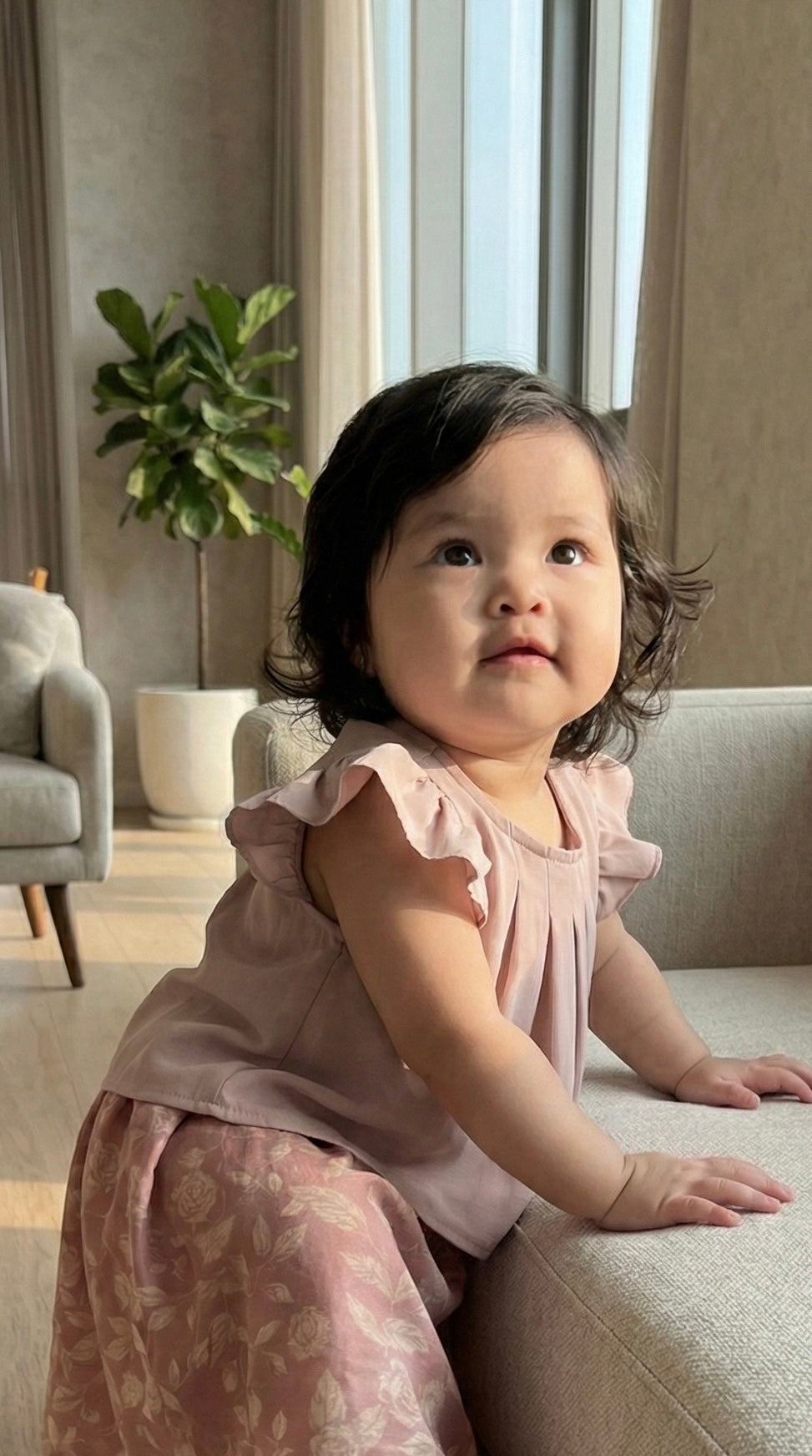 KUNTUM Baby’s Mini Kurung Set in Antique Blush