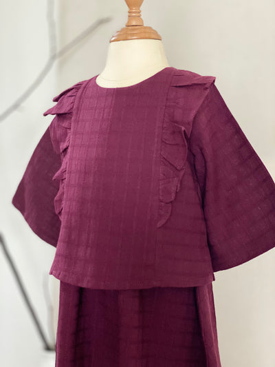 RIANG Baby’s Frill Blouse & Skirt Set in Tyrian