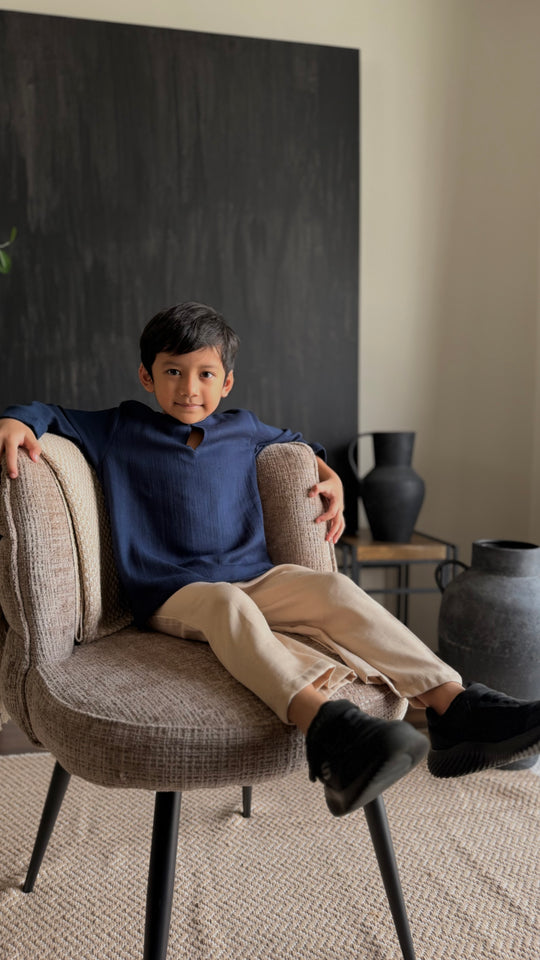 PEKAN Teluk Belanga Kurta in Midnight Blue