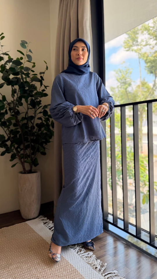 MAYA Modern Kurung Set in Ash Blue