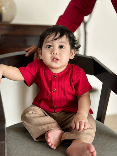 UMAR Unisex Baby’s Kurta in Carmine Red