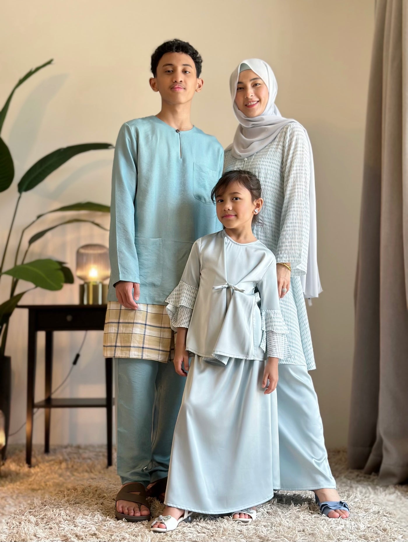 IRIS Tie-Waist Kurung Set in Icy Mist