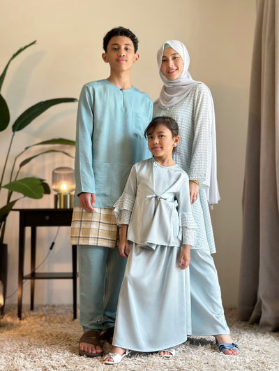 IRIS Tie-Waist Kurung Set in Icy Mist