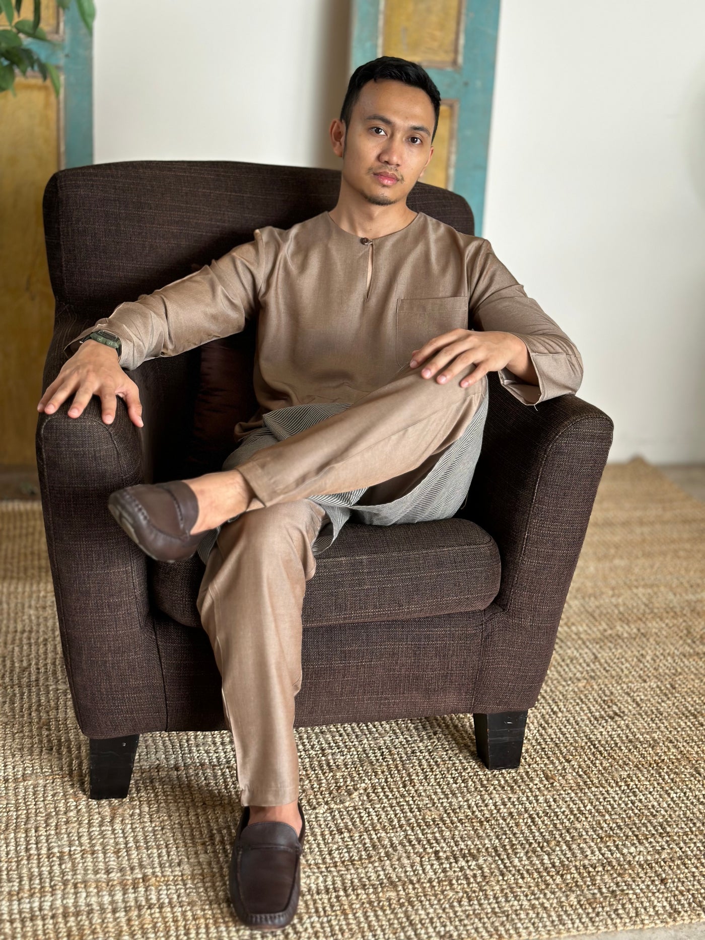 MALIK Teluk Belanga Baju Melayu Set in Taupe