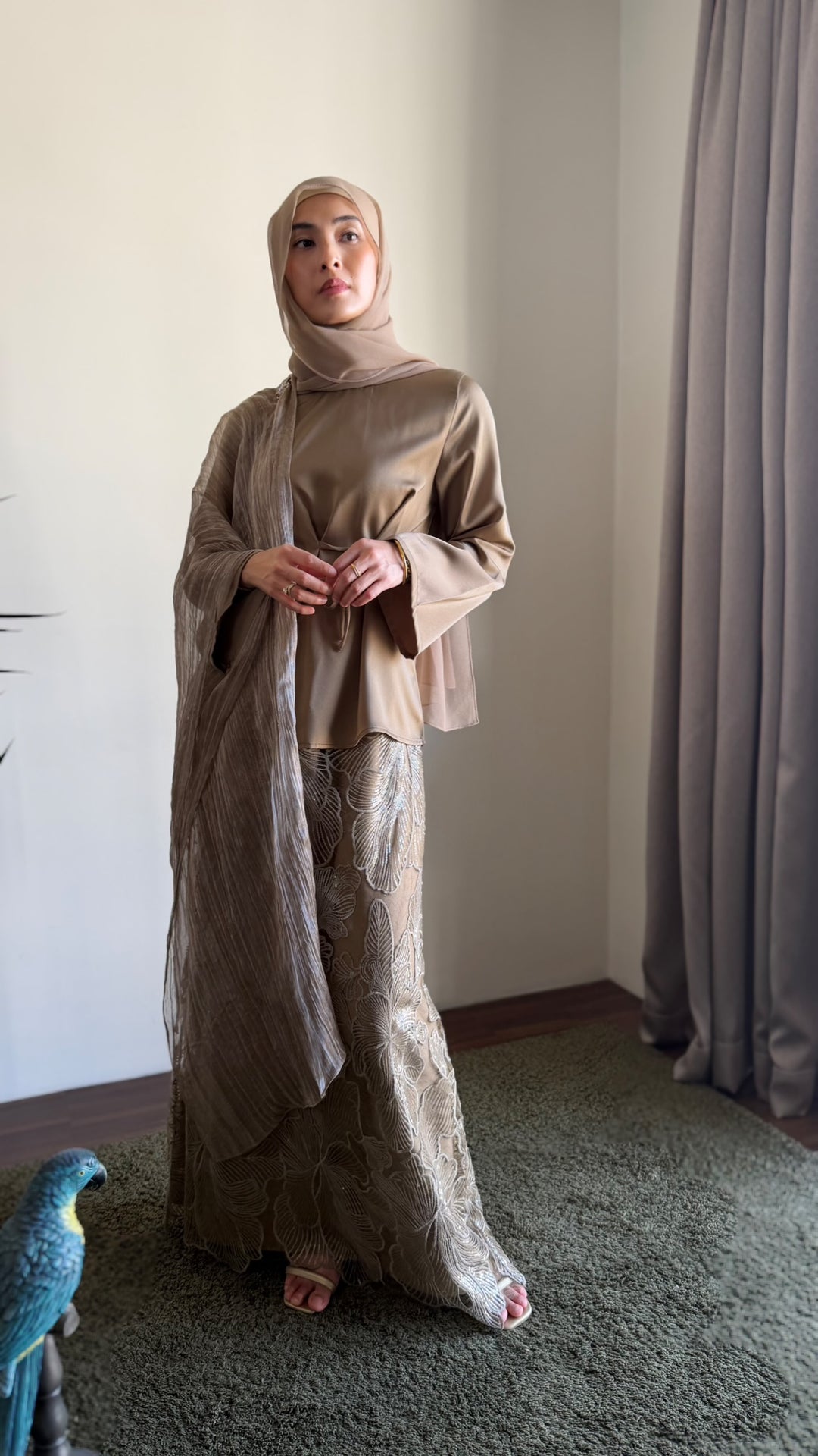 MONA Blouse & Skirt Set in Gilded Taupe