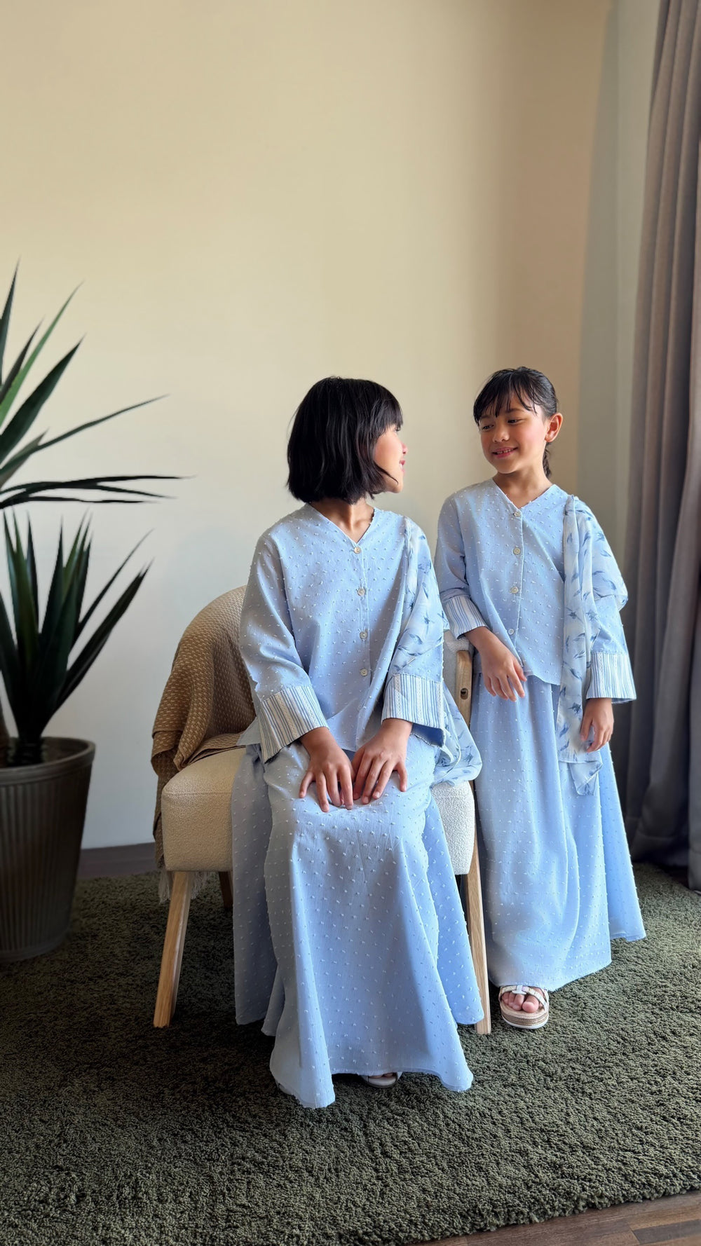 SAMIRA Mini Kurung Set in Cornflower Blue