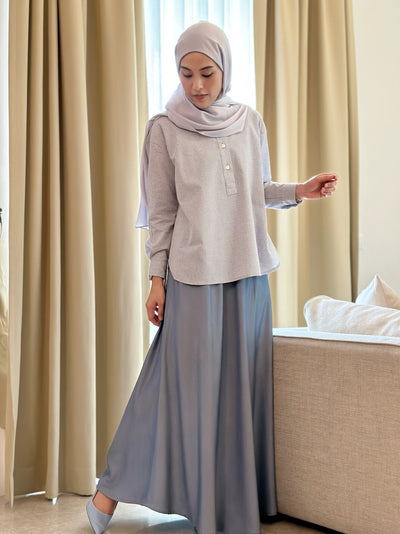 ALMA Asymmetric Blouse in Blue Gingham (Top Only)
