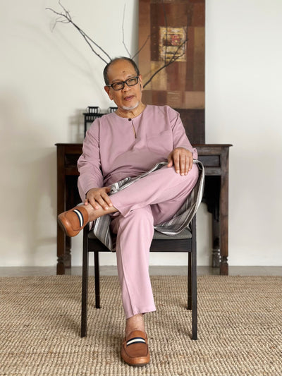 MALIK Teluk Belanga Baju Melayu Set in Dusty Lilac