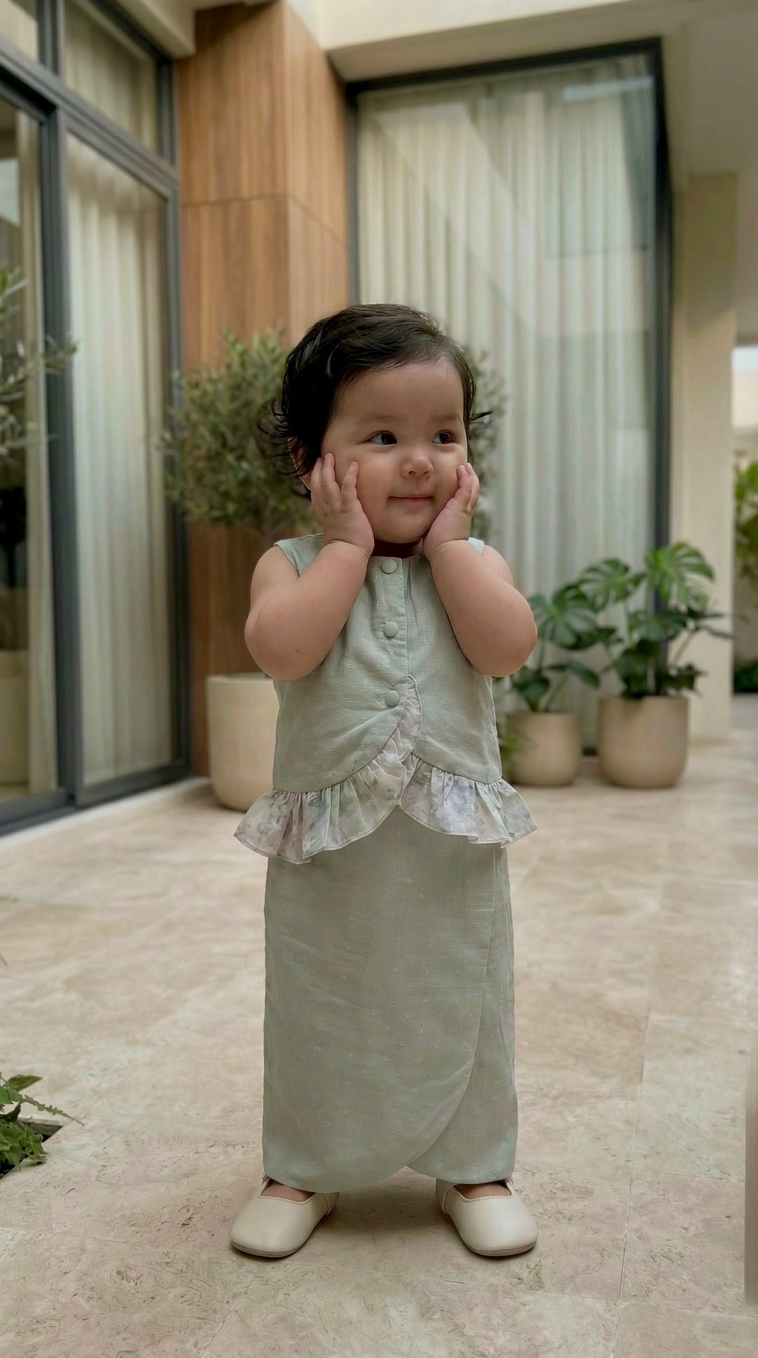 AYRA Baby’s Blouse & Skirt Set in Lido Green