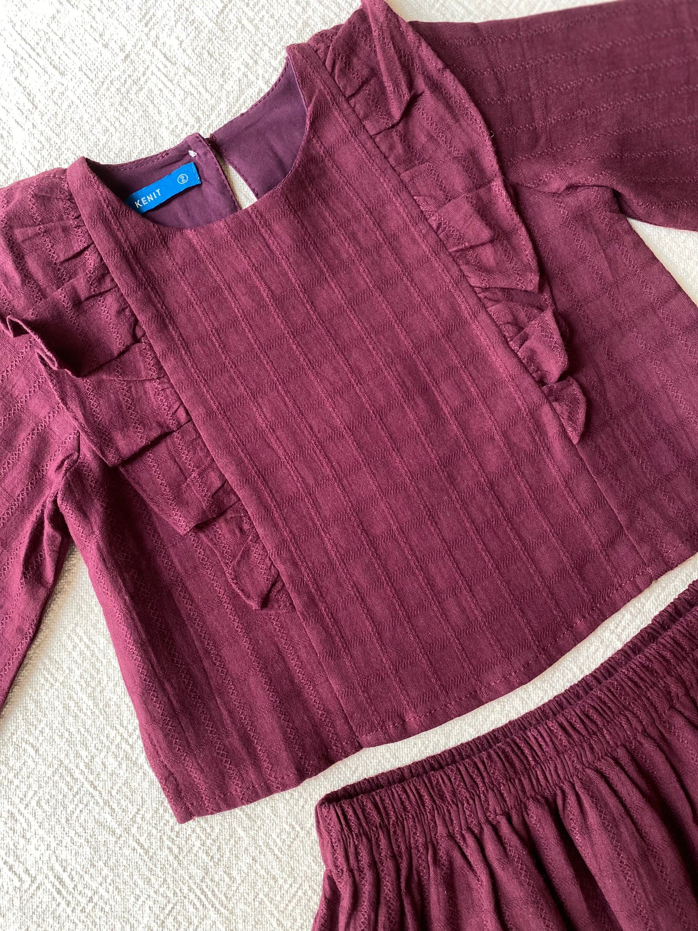 RIANG Baby’s Frill Blouse & Skirt Set in Tyrian