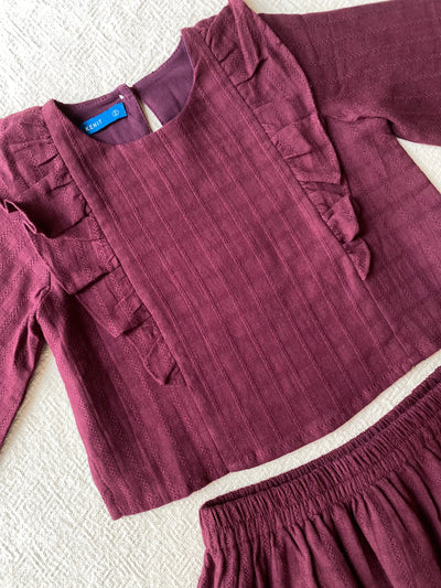 RIANG Baby’s Frill Blouse & Skirt Set in Tyrian