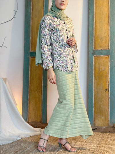 CEMARA Short Kebaya Set in Olive Floral