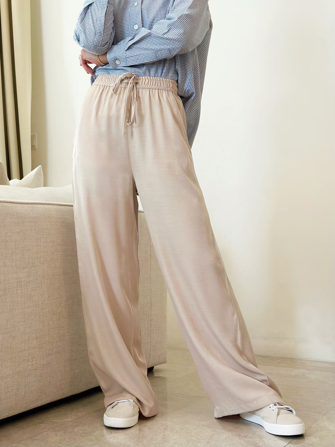 NAOMI Palazzo Pants in Latte