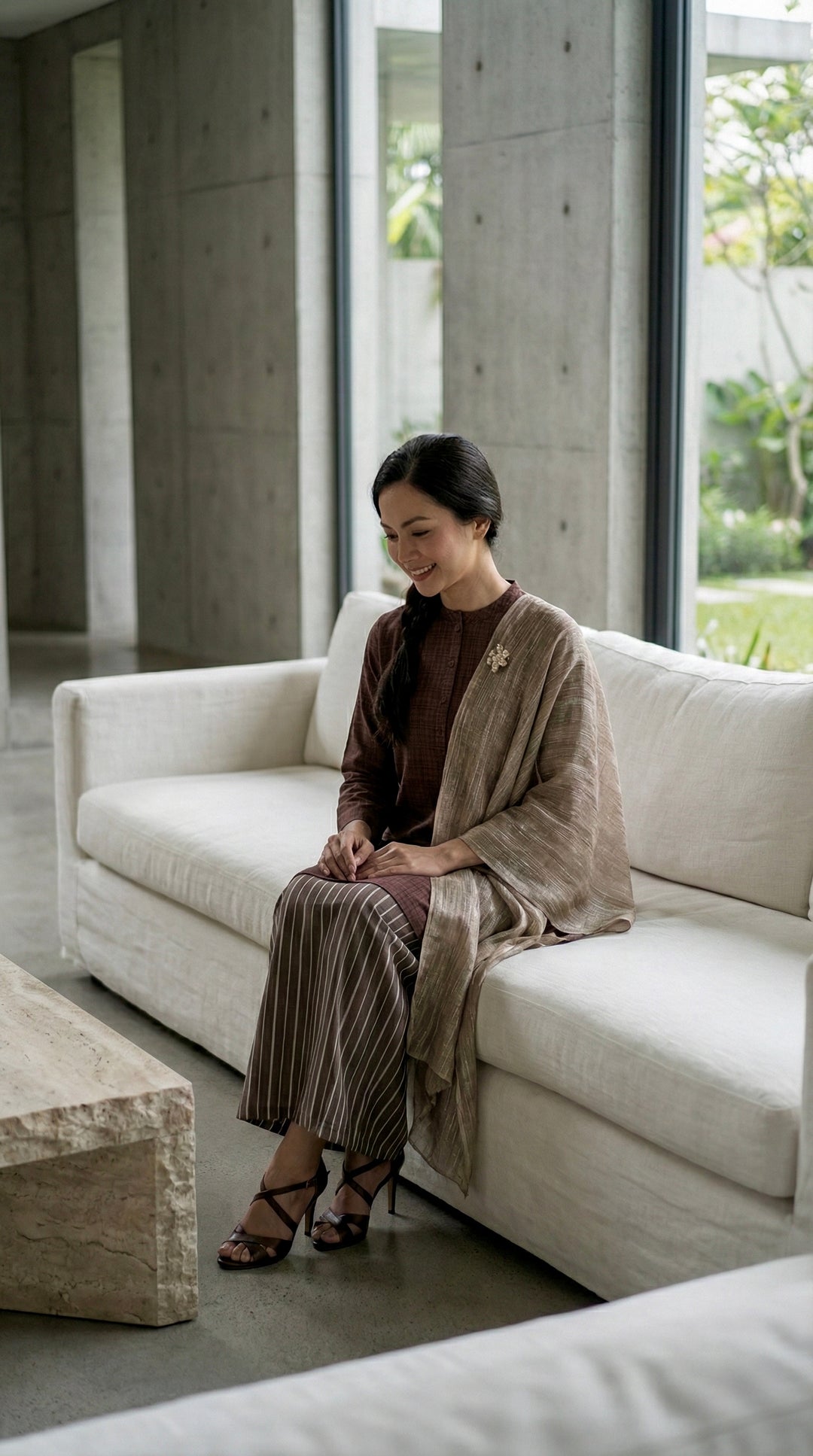 DAYANG Riau Kurung Set in Brown Gingham