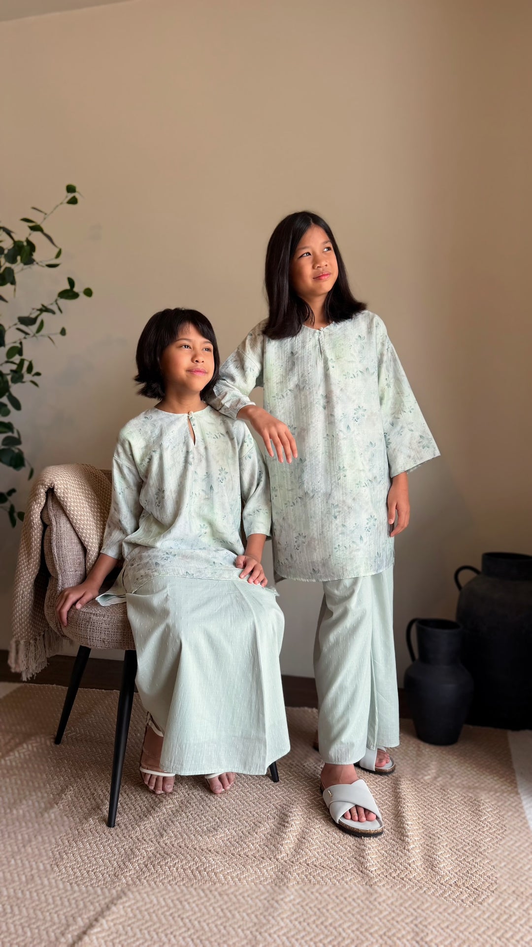 KASTURI Long Kurung Set in Lido Green